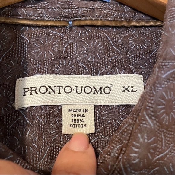 Pronto Uomo Men Dandelion Print Button Front Career Formal Dress Shirt Size XL - Picture 7 of 9